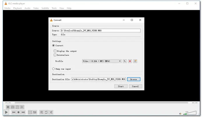 Конвертация видео через VLC Media Player