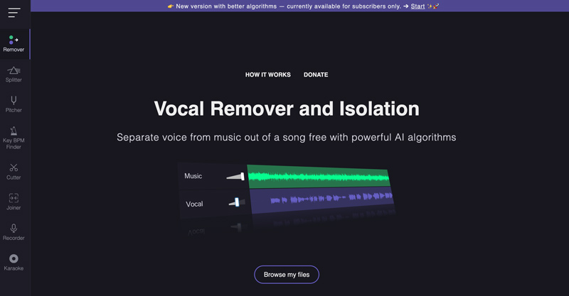 Скриншот VocalRemover.org