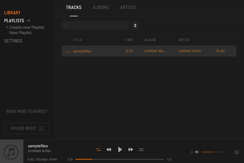 Интерфейс VOX Music Player на macOS