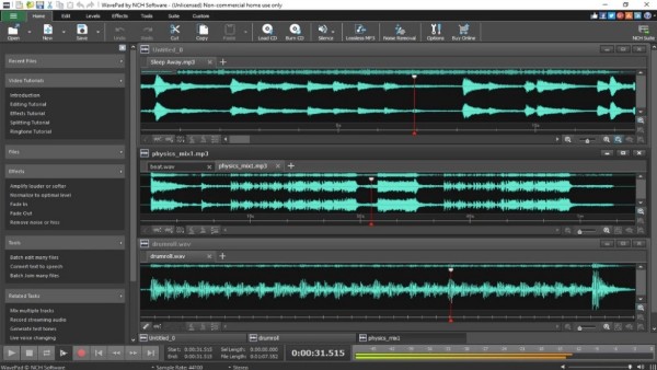 Интерфейс WavePad