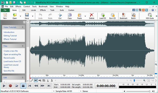 Интерфейс WavePad