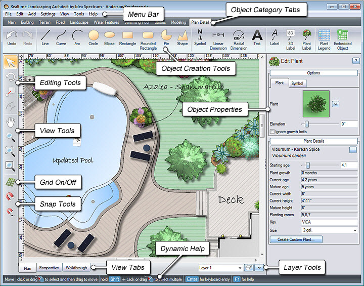 Интерфейс Realtime Landscaping Architect