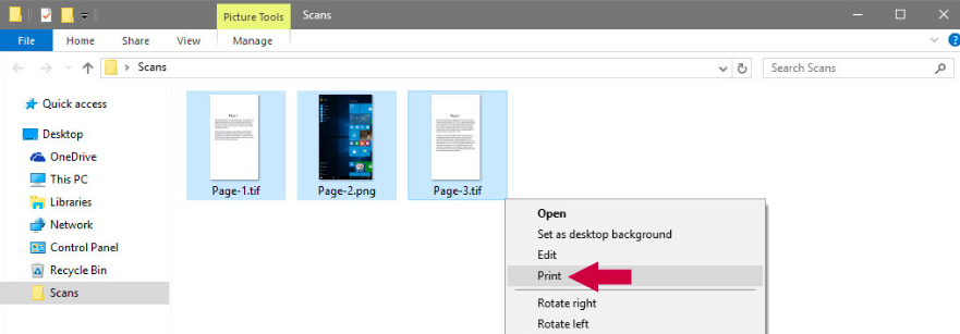 Печать TIFF через Microsoft Print to PDF