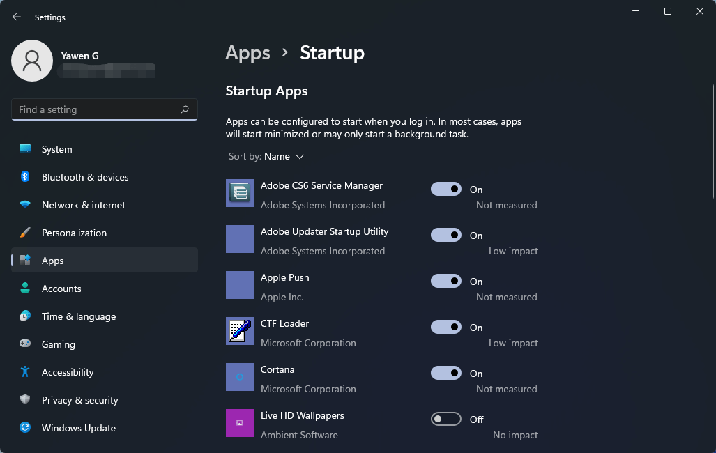 Общий вид разделов, связанных с автозагрузкой в Windows 11