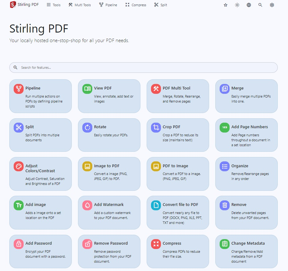 Скриншот Stirling PDF