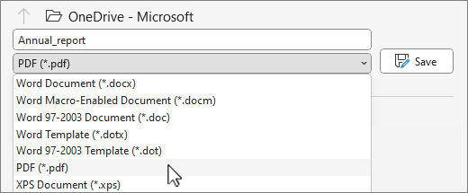 Сохранение документа в Word