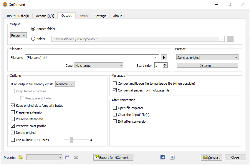 Пакетная конвертация в XnConvert как близкий ориентир интерфейса массовой обработки
