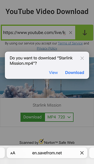 Скачивание через Safari на iPhone