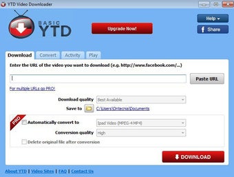 Вкладка Download в YTD Video Downloader: вставка ссылки и запуск загрузки