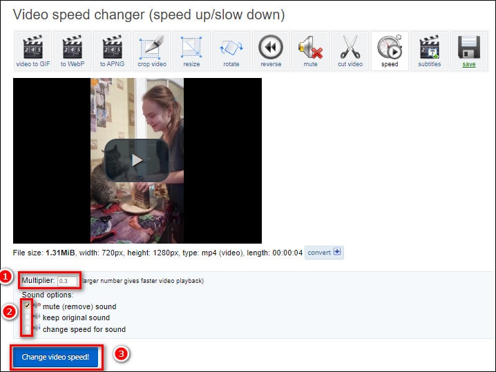 Замедление видео в EZGIF
