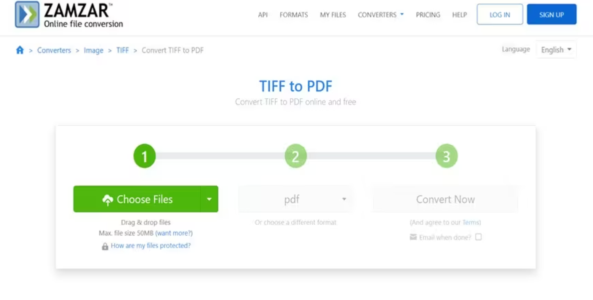 Zamzar TIFF to PDF