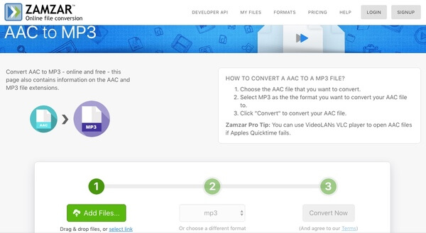 Zamzar AAC to MP3
