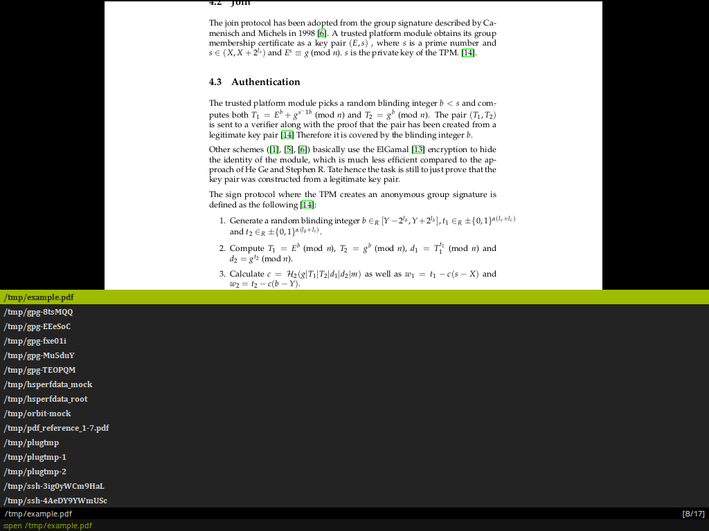 Строка ввода и автодополнение в Zathura