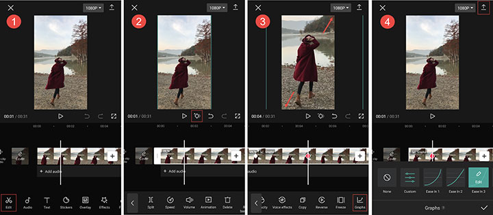 Плавное приближение в CapCut через точки анимации