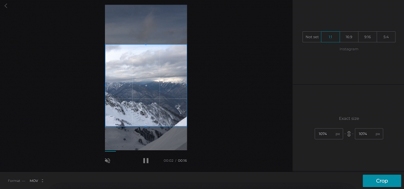 Выбор области приближения в Clideo